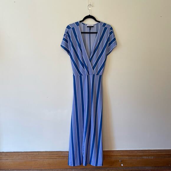 Eloquii 14/16 short sleeve maxi wrap dress stripe blue white summer casual - Picture 1 of 7